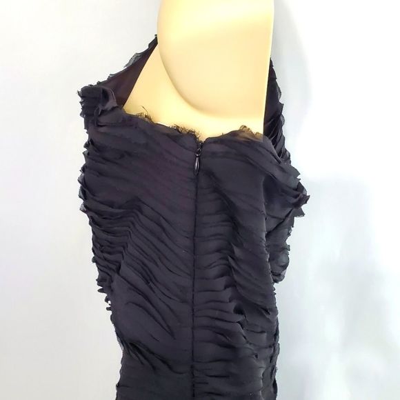 Ann Taylor Black One Shoulder Cocktail/Party Ruffle Tiered Dress (D340) Size10 - Picture 5 of 6